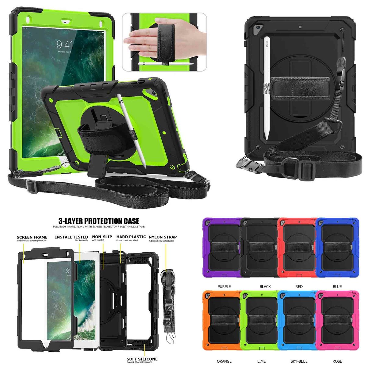 iPad Mini 4 / 5 Case with 360° Rotating Hand Strap – Rugged Shockproof Cover with Kickstand & Shoulder Strap iPad Mini 4 / 5 Case with 360° Rotating Hand Strap – Rugged Shockproof Cover with Kickstand & Shoulder Strap